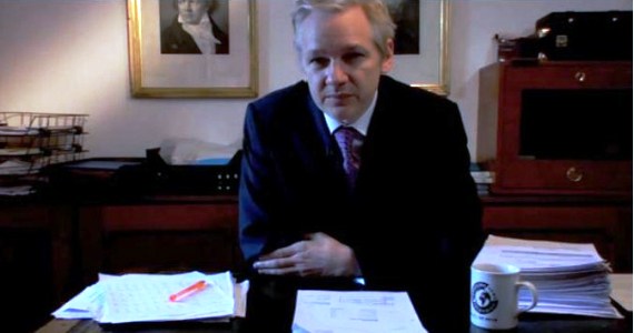 Julian Assange. Image capture by Neeraj Bhushan.