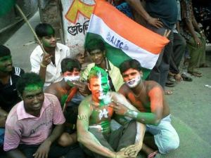 Green Revolution. Photo by Bachi Karkaria who mingled with celebrating crowd near Mamata Banerjee's house on Friday, the 13th. Green Revolution. Photo by Bachi Karkaria who mingled with jubiliants near Mamata Banerjee's house on Friday, the 13th.