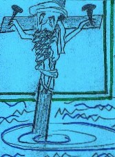 Osama's burial at sea by US. Illustration by Neeraj Bhushan.